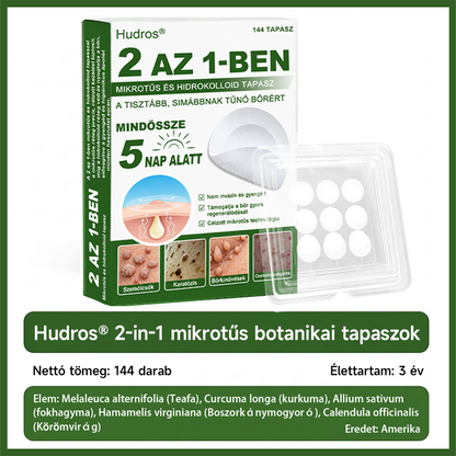 🌞Hudros® 2-az-1-ben Mikrotű & Hidrokoloid Tapasz 🇭🇺|👍Kiemelkedő Anyajegyek, Pattanások, Lapos Szemölcsök & Bőrkinövések Eltávolítója | Ráncok, Hegek & Bőrhibák Javítása | Láthatatlan Csillag Pattanástapasz Arcra & Testre | 144 db