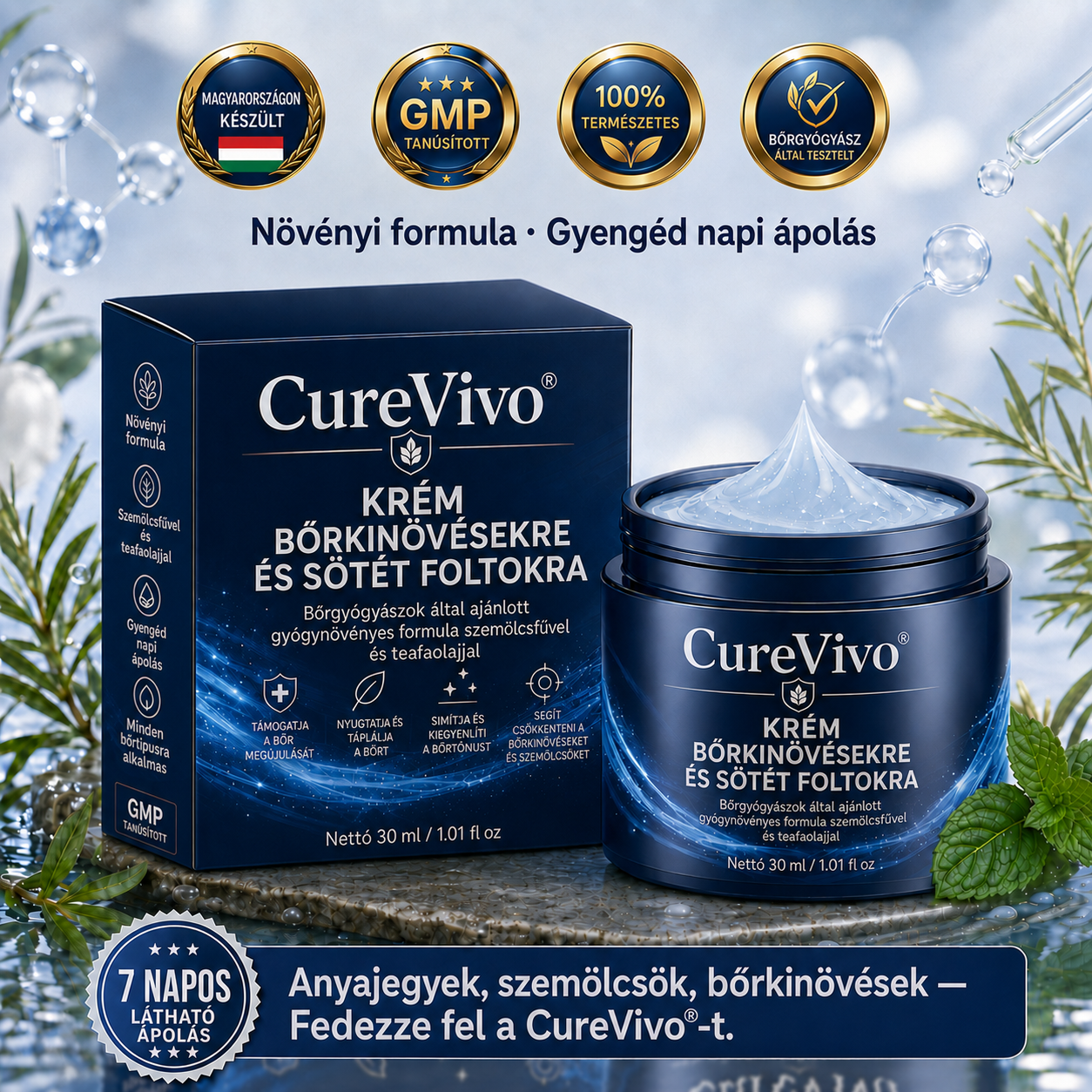 CureVivo® 7 napos bőrkinövés- és folteltávolító krém (fájdalommentes formula – hegek nélkül) 🌹