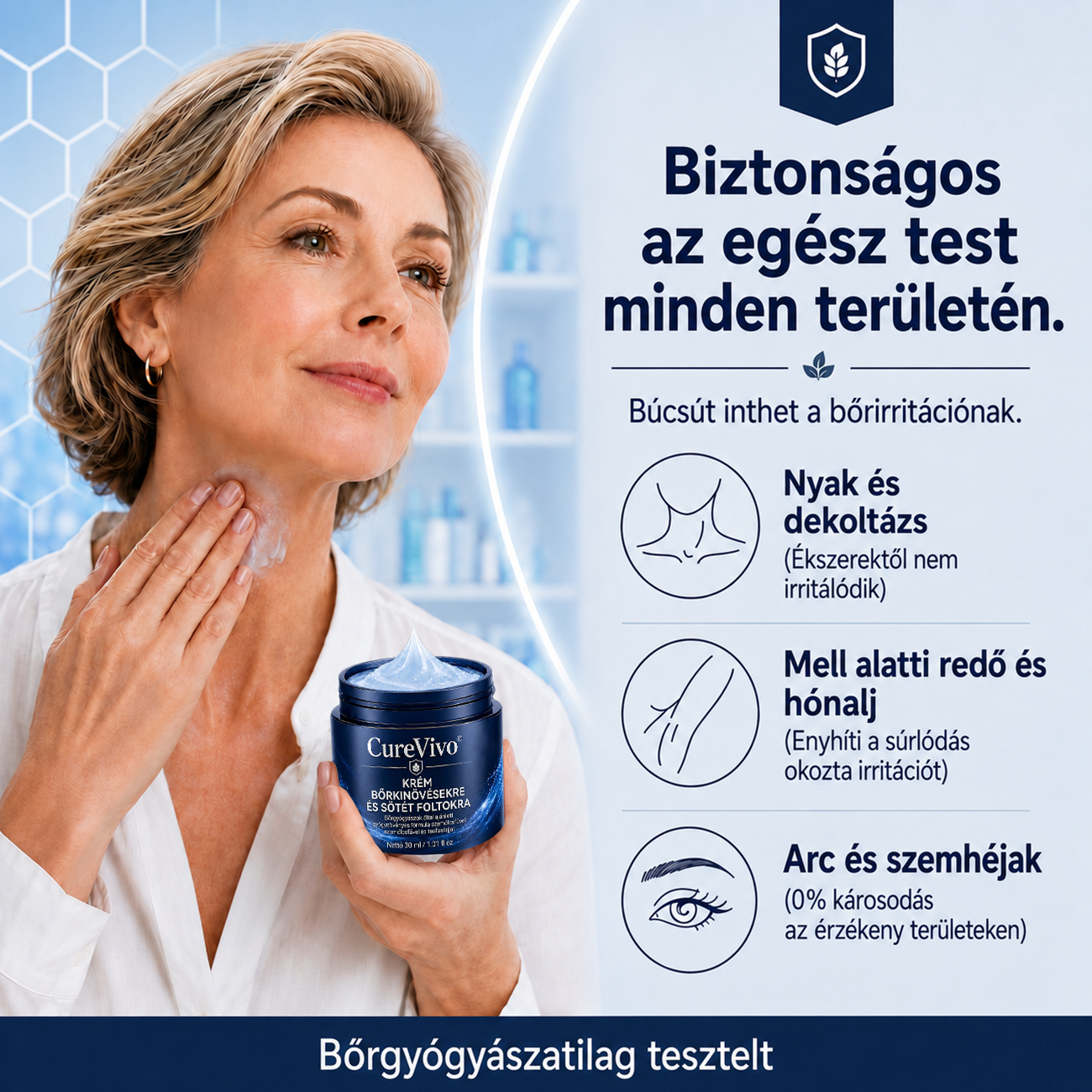 CureVivo® 7 napos bőrkinövés- és folteltávolító krém (fájdalommentes formula – hegek nélkül) 🌹