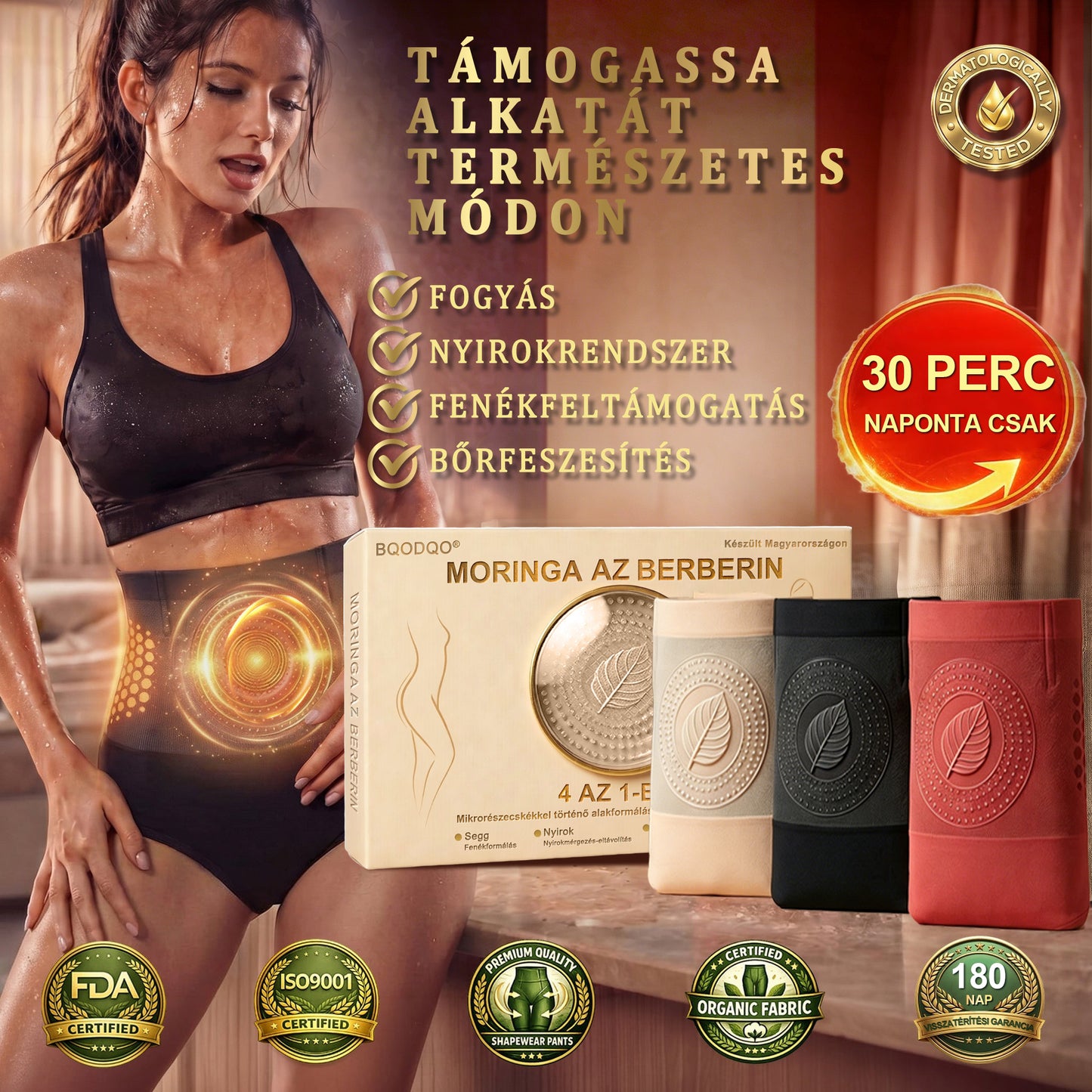 👩🏻‍🤝‍👨🏾🤗♥️Hivatalos Márkabolt | ✅BQODQO®👍2026-os Moringa & Berberin 4-az-1-ben Mikrorészecskés Alakformáló és Zsírégető Rövidnadrág