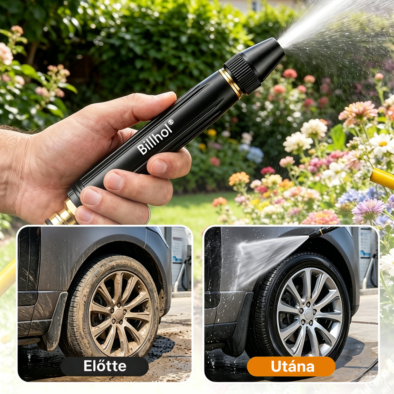 🔥 AKCIÓ: Csak 2490 Ft darabonként! 💦 Billhol® 💪Magasnyomású pisztoly – Ideális autómosáshoz és kerti locsoláshoz. 🚿🚗